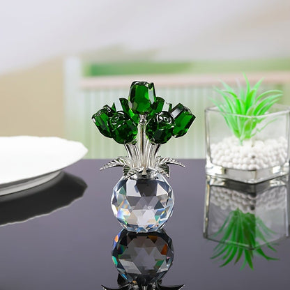 🔥Last Day 49% OFF✨Crystal Colourful Rose Figurine with Vase