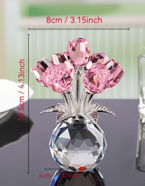 🔥Last Day 49% OFF✨Crystal Colourful Rose Figurine with Vase