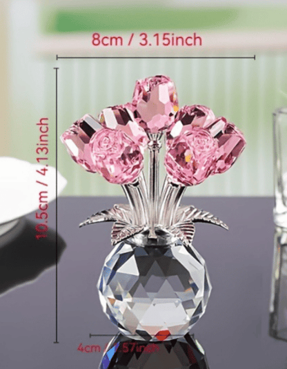 🔥Last Day 49% OFF✨Crystal Colourful Rose Figurine with Vase