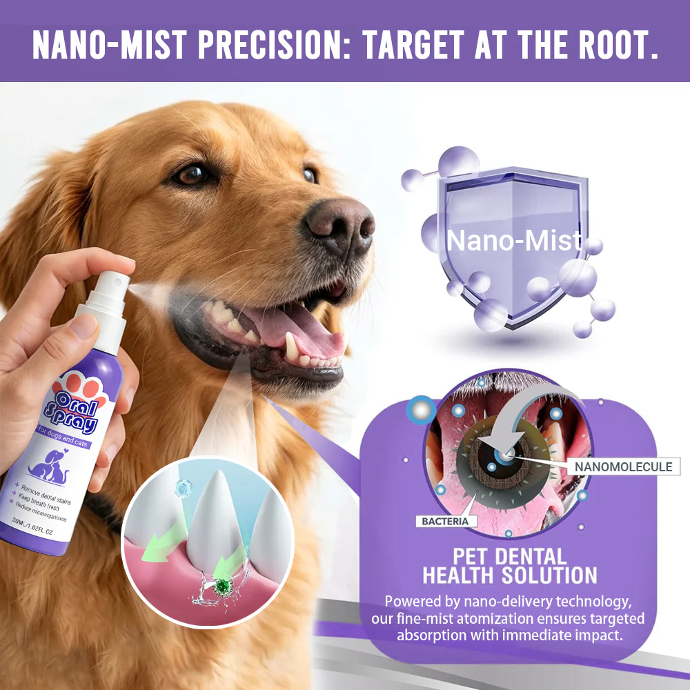 Kaydenth™ Pet Oral Spray ✅FDA Approved | Freshen Breath, Remove Tartar & Promote gum regeneration, stabilize teeth 🦷🦷