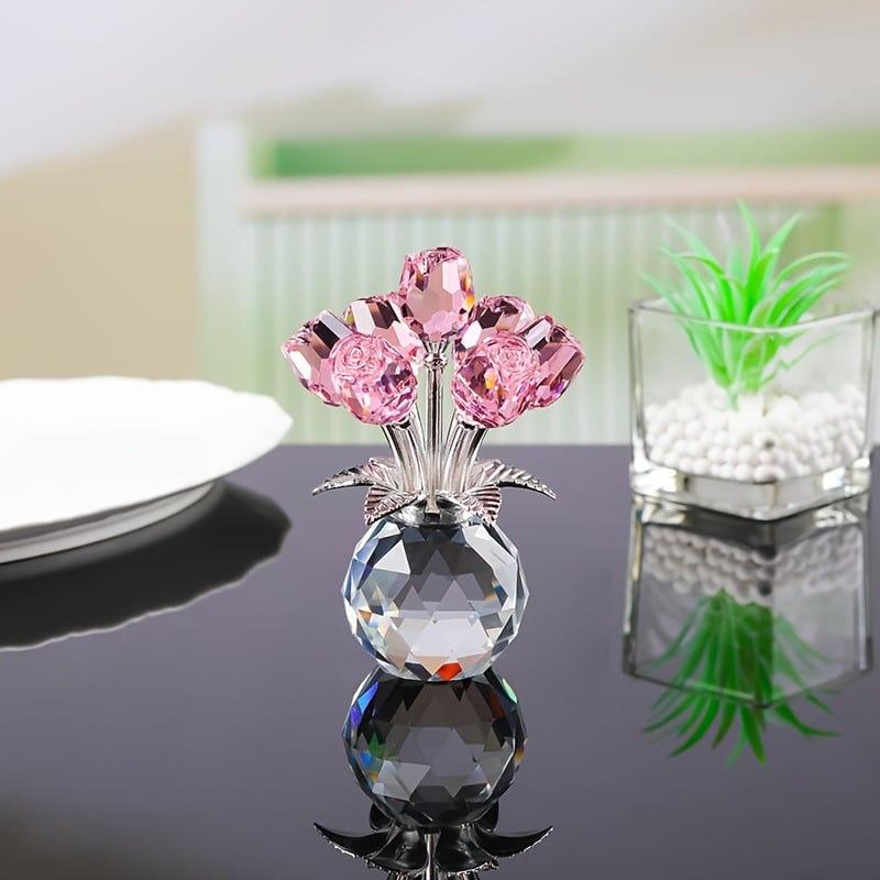 🔥Last Day 49% OFF✨Crystal Colourful Rose Figurine with Vase