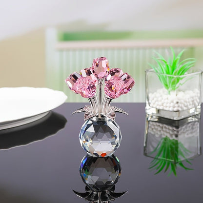 🔥Last Day 49% OFF✨Crystal Colourful Rose Figurine with Vase