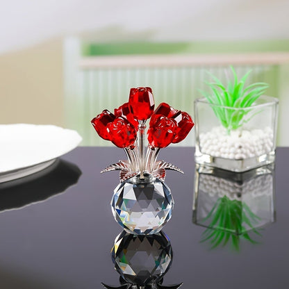 🔥Last Day 49% OFF✨Crystal Colourful Rose Figurine with Vase