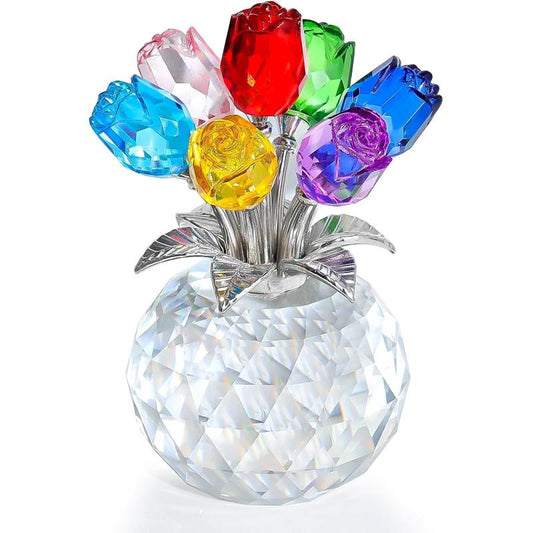 🔥Last Day 49% OFF✨Crystal Colourful Rose Figurine with Vase