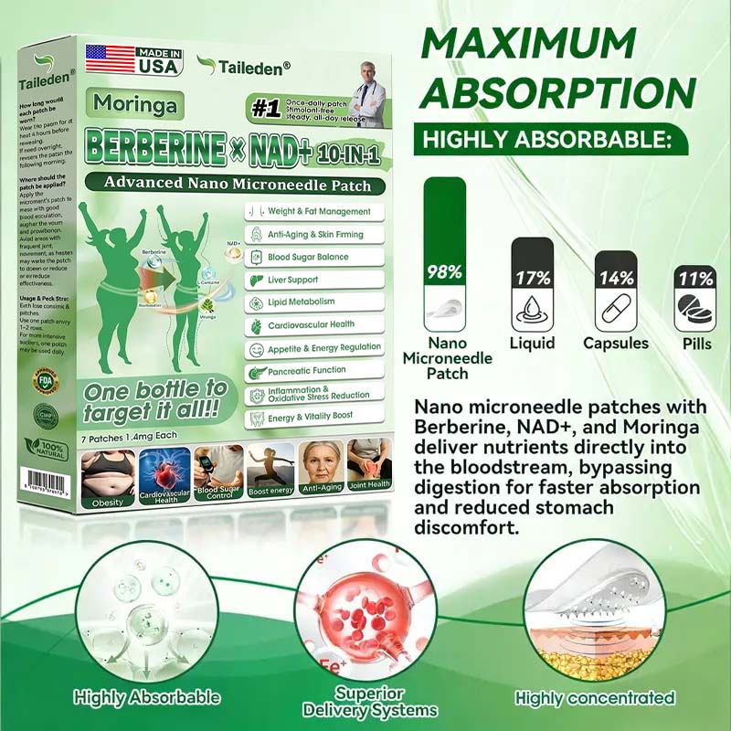🇺🇸 𝐎𝐟𝐟𝐢𝐜𝐢𝐚𝐥 𝐔𝐒 𝐒𝐭𝐨𝐫𝐞 | 🧑‍⚕️🩺 𝐓𝐚𝐢𝐥e𝐝𝐞𝐧® Moringa · Berberine × NAD+ 𝟏𝟎-𝐢𝐧-𝟏 𝐀𝐝𝐯𝐚𝐧𝐜𝐞𝐝 𝐍𝐚𝐧𝐨 𝐌𝐢𝐜𝐫𝐨𝐧𝐞𝐞𝐝𝐥𝐞 𝐏𝐚𝐭𝐜𝐡 — 𝐎𝐧𝐜𝐞 𝐃𝐚𝐢𝐥𝐲, 𝐕𝐢𝐬𝐢𝐛𝐥𝐞 𝐑𝐞𝐬𝐮𝐥𝐭𝐬 𝐢𝐧 𝟕 𝐃𝐚𝐲𝐬