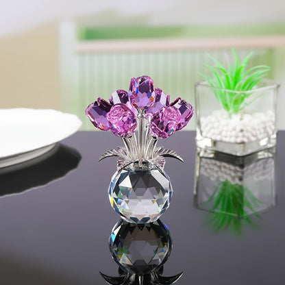 🔥Last Day 49% OFF✨Crystal Colourful Rose Figurine with Vase
