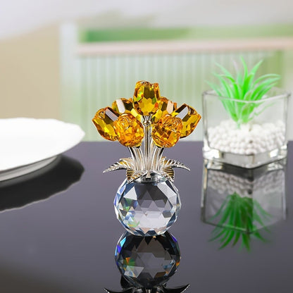 🔥Last Day 49% OFF✨Crystal Colourful Rose Figurine with Vase