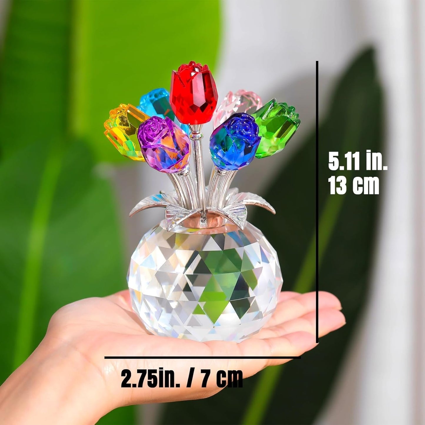 🔥Last Day 49% OFF✨Crystal Colourful Rose Figurine with Vase