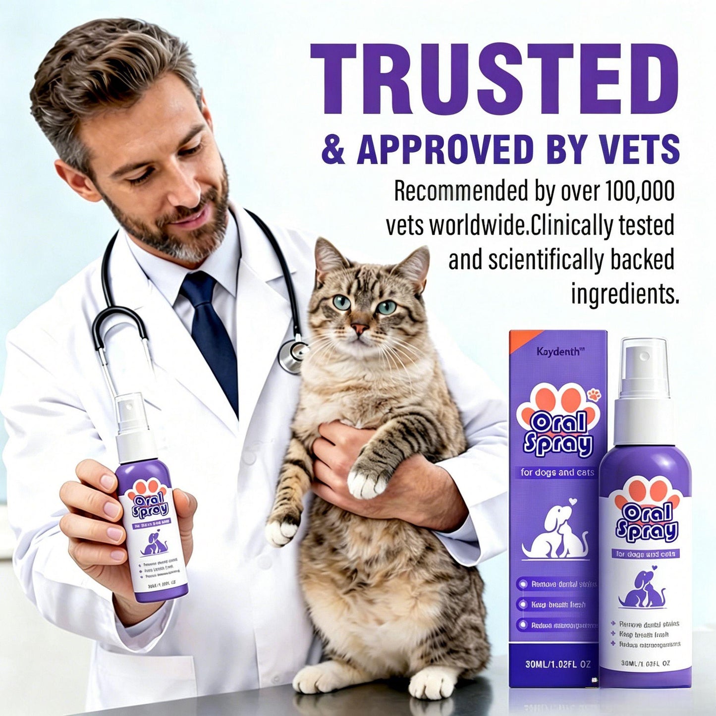 Kaydenth™ Pet Oral Spray ✅FDA Approved | Freshen Breath, Remove Tartar & Promote gum regeneration, stabilize teeth 🦷🦷
